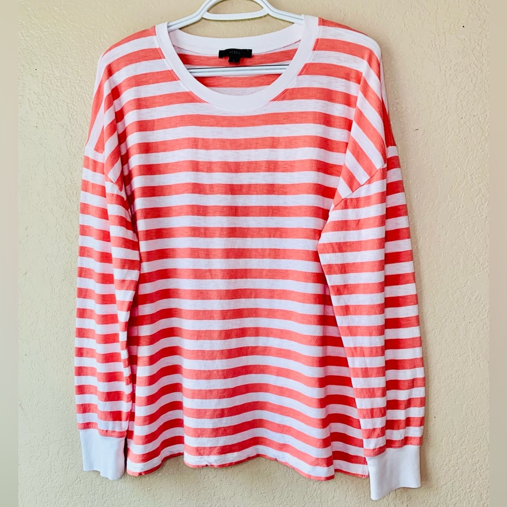 J. Crew Striped Long Sleeve Slub Cotton Mariner Nautical Long Sleeve Tee Size L - Picture 2 of 4